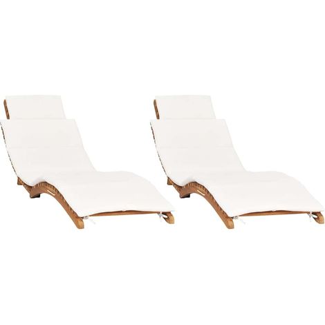 Maison Exclusive - Sonnenliegen 2 Stk. mit Auflagen Massivholz Te (1/5)