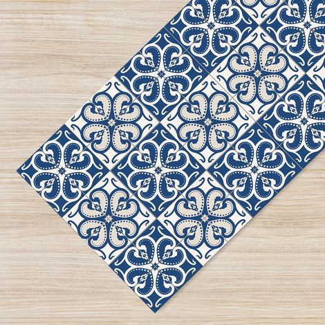 Tappeto da cucina antiscivolo, antimacchia passatoia multiuso 50x100 - Mattonella blu (1/4)