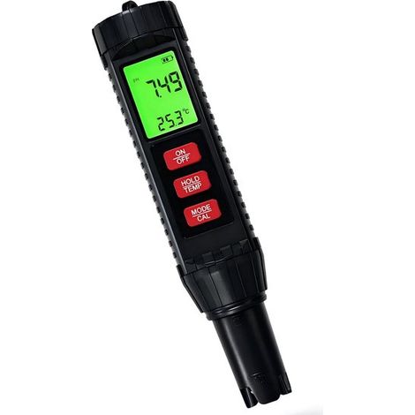 pH-mètre et chloromètre numérique haute précision 7 en 1 pour piscines, analyse de l'eau avec grand écran, mesure le pH, la salinité, le chlore et l'oxygène. (1/5)