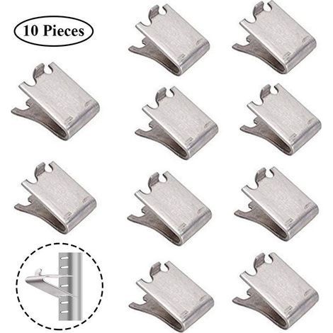 10 Pièces Inoxydable Carré Clips Réfrigérateur, Étagères Réfrigérateur à Clip, 1,5 mm Épaissir Acier Inoxydable 304 Durable Supports Tablette Congélateur pour Réfrigérateur, Congélateur (Argent) (1/4)