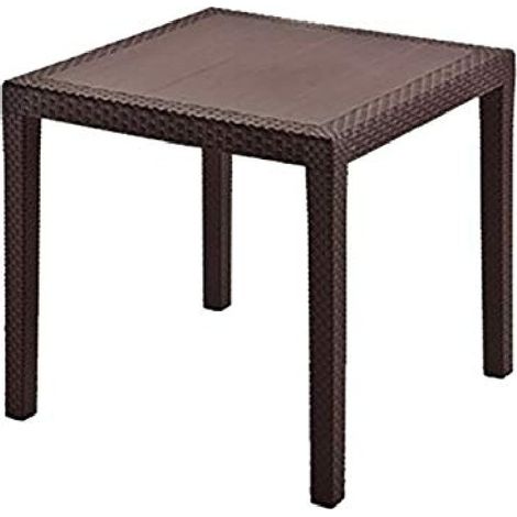 Table d'extérieur, Table de jardin carrée, Table basse fixe effet rotin, 80x80h72 cm, Marron (1/3)