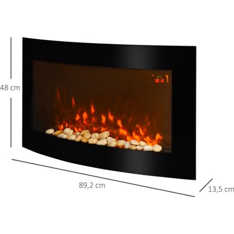 Cheminée électrique avec chauffage, mural à effet flamme LED, 7 couleurs de flammes, 1000/2000 W, foyer électrique avec minuterie, thermostat réglable, décoration avec télécommande, noir, 89,2 cm (1/5)