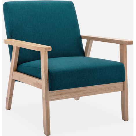 Sillón estilo escandinavo de madera y tela (1/5)