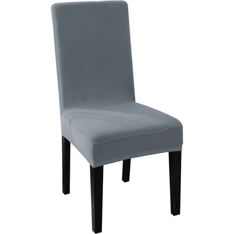 Housse De Chaise Élastique Antipoussière - Polyester Spandex Gris - Pour Salon Cuisine Bureau Hôtel - 1 Pièce (1/5)