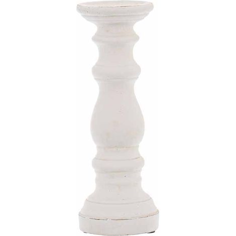 Small Column Candle Holder - Ceramic - L12 x W12 x H31 cm - Matt White