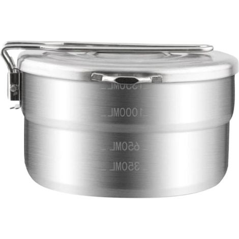 Boîte à lunch Bento ronde, portable et légère en acier inoxydable (1/5)