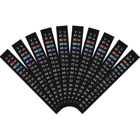 Bandes thermométriques pour le brassage, bandelettes thermométriques visqueuses pour aquariums, bandelettes de test de température, autocollants thermométriques, adaptés aux aquariums/cuves à kombucha (1/5)