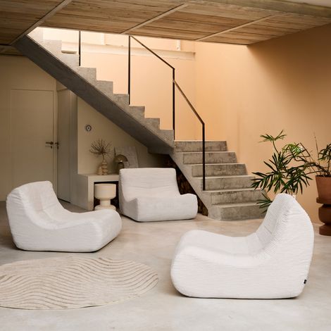 Chauffeuse velours côtelé 3 places - plusieurs coloris - SOKOL Velours côtelé Crème