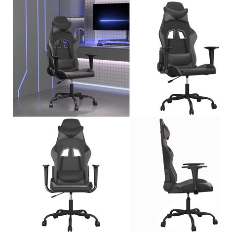 Gaming-Stuhl Schwarz und Grau Kunstleder - Gamingstuhl Kunstleder - Gamingstuhl Schwarz/Grau