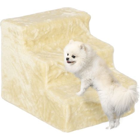 Scala per cani a 3 gradini, scala per gatti, scaletta antiscivolo per animali domestici, 46 x 35 x 35 cm, beige (1/5)