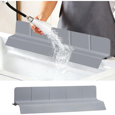 Anti-Éclaboussures Évier en Silicone Large avec Ventouses Puissantes, Dosseret pour Robinet, Tapis Protege Comptoir, Déflecteur d’Eau pour Cuisine et Salle de Bain (Gris foncé, 58×10×9cm) (1/5)