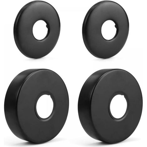 Faucet Rosette, Shower Mixer Rosette, 4 Black Stainless Steel Pipe Covers, Radiator Rosette - Rosette for Shower Faucets, Faucets, Radiators (1/4)