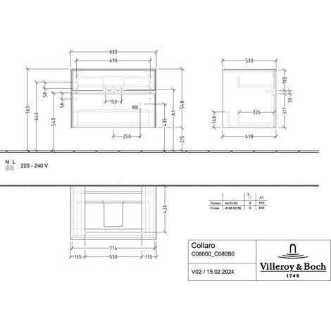Villeroy & Boch C08000VQ WTUS Collaro C08000 800x548x500mm 2