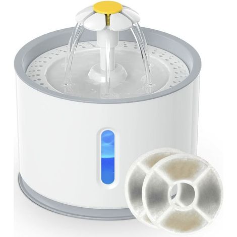Fontaine à Eau pour Chat Chien Automatique 2,4L, Distributeur Eau Silencieux avec LED Fenêtre de Niveau d'eau et Filtre à Charbon Actif (1/5)