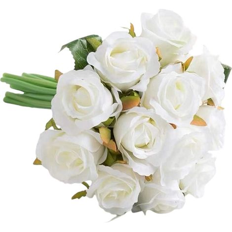 Roses Artificielles - Bouquet Soie 12 Têtes - Décoration Mariage Bureau Maison Fête - 25 x 17 cm - 1 Pièce (1/5)