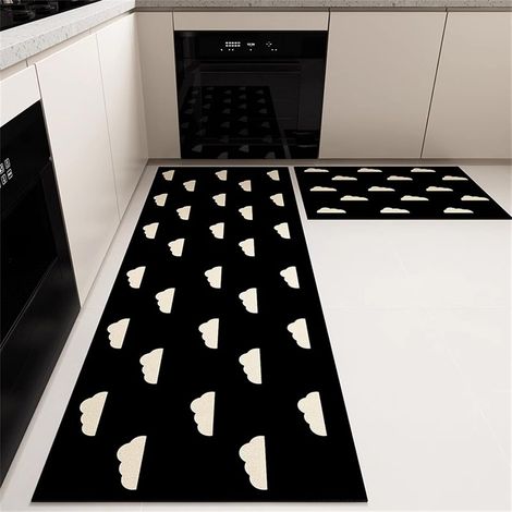 Non-slip runner mat, minimalist style absorbent kitchen mat, diatomite mat, quick-drying kitchen floor mat for kitchen sink area (Clouds, 60x90cm) (1/5)
