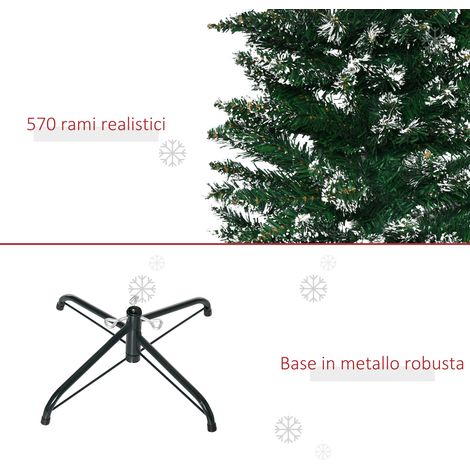 Sapin de Noël étroit et haut 190 cm, artificiel enneigé avec 570 branches, socle pliable amovible, diamètre 53 cm, vert (1/5)