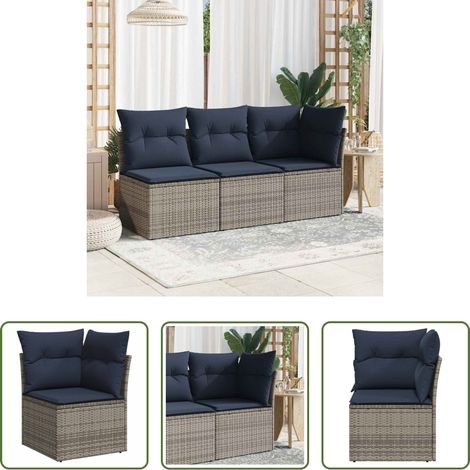 Canapé extérieur - Canapé de jardin avec coussin Gris 62 x 62 x 69 cm polyrotin (1/5)