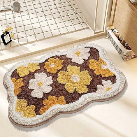 Tapis de bain mignon en forme de cœur, extra doux et absorbant, lavable en machine, antidérapant, 40 x 60 cm (1/5)