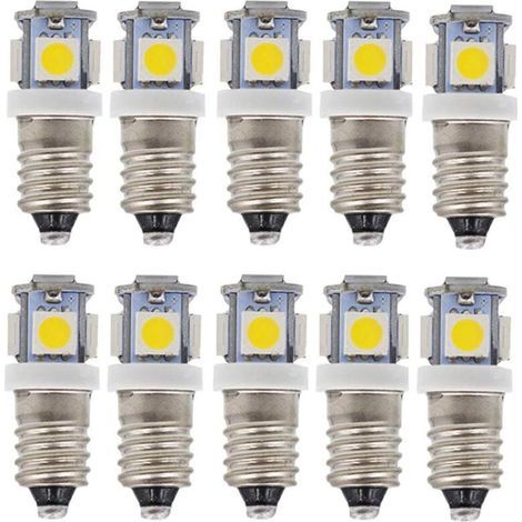 E10 AC LED Ampoules-10 pcs 6V 5 lampes LED-E10 Miniature Vis 50Lm (AC 6V) (1/5)