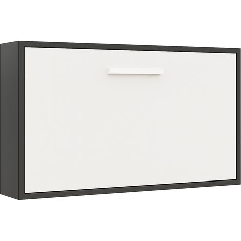 Lit escamotable horizontal OPTIMA Gris anthracite Sans matelas-120x180-Cadre Anthracite-Façade Blanche (1/5)