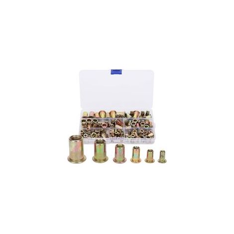 Juego de tuercas remachables galvanizadas, 150 piezas, fijación de inserción mixta, piezas de ferretería roscadas (1/4)