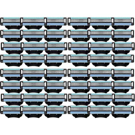 Eclairage Design – 48 lames de rasoir de rechange Mach 3 – 3 couches de nano-lames inductives – Double bande lubrifiante – Conception anti-obstruction