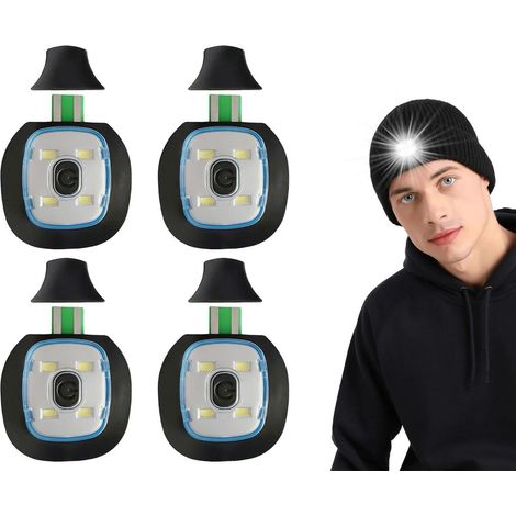 Lampes LED de remplacement - Éclairage frontal USB rechargeable - Étanche IP44 - Pour bonnets et bandeaux - Lumière blanche - Lot de 4 (1/5)