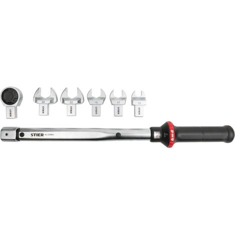 Stier – Clé dynamométrique Multi+ 40 - 200 Nm – 7 pièces avec porte-accessoire carré – Précision ± 3% – Mallette de transport incluse