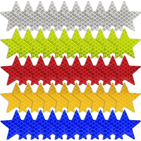 CCYKXA  50 reflektierende Sternenaufkleber, Warnaufkleber für die Nachtsicherheit, wasserfeste Aufkleber, geeignet für Autos, Fahrräder, Motorräder, Helme usw.