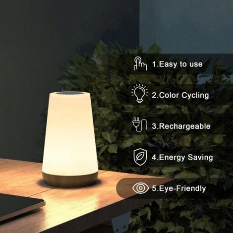 Veilleuse LED Lampe de Chevet, Couleur Tactile avec Télécommande et Luminosité Réglable Odipie (1/4)