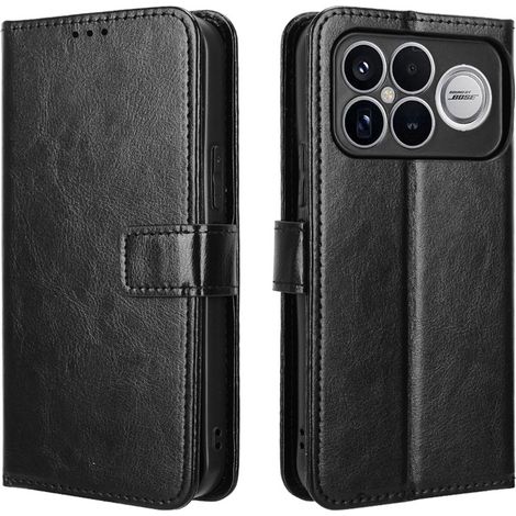 Funda tipo cartera Crazy Horse para Xiaomi Poco F8 Ultra, color negro. (1/5)