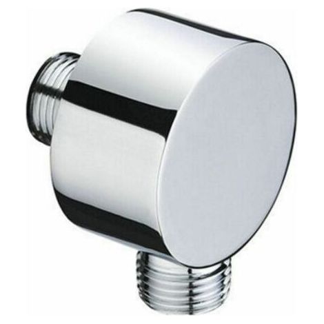 Round connector - Chrome wall elbow - Brass - 1/2" - Sandblasted connector - Wall-mounted shower head (1/5)