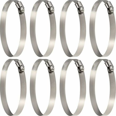 8 pcs Collier Tuyau, réglable 91–114 mm en acier inoxydable Colliers de serrage de Tailles Pour Fixer Tuyaux Souples et Durites (1/5)