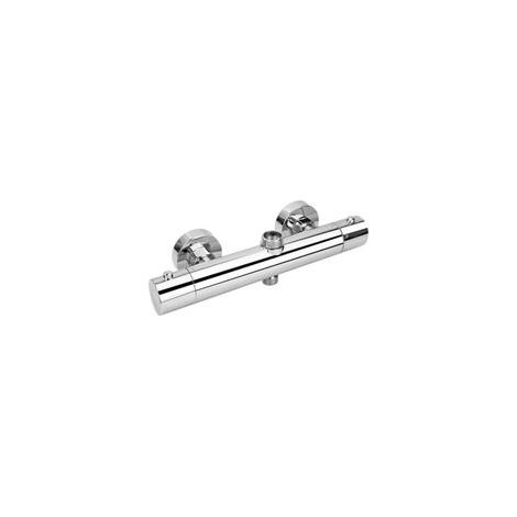 Mitigeur de Douche, Mitigeur Thermostatique Douche Avec 2 Sortie, Sortie Supérieure 3/4" BSP(26.4mm) et Sortie Inférieure 1/2" BSP(21mm), Forme Ronde, Finition Chromée (1/5)