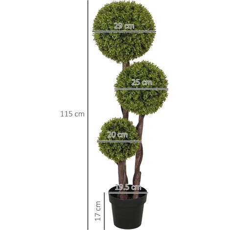 Buis artificiel 115cm, plante d'intérieur en pot, verdure décorative pour maison, bureau, couloir ou jardin, feuillage vert réaliste, décoration végétale sans entretien. (1/5)