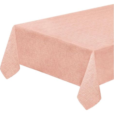 Tovaglia Tavolo Cucina Antimacchia Bordata Plastificata Copritavolo  Pastello Tinta Unita Rosa - 135x180 cm