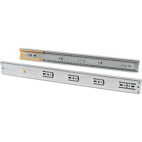 Emuca Set di guide a sfere per cassetti con estrazione totale e chiusura soft, altezza 45 mm, lunghezza 300 mm, Acciaio, Zincato bianco