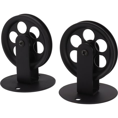 Lot 2 poulies montage plafond vintage – noir – remorquage – grange suspension – roues