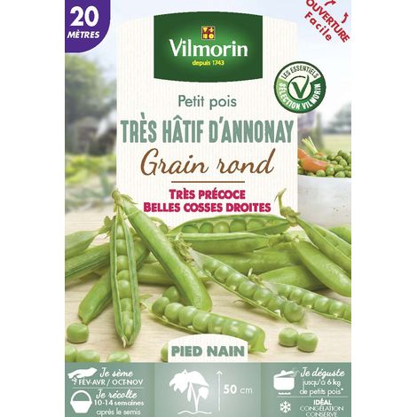 Vilmorin Pois Nain à Grain Rond Très Hâtif d'Annonay - 20 m (1/2)
