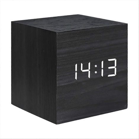 Réveil numérique carré en bois avec LED, horloge rétro lumineuse en bois, mini-réveil numérique (1/5)
