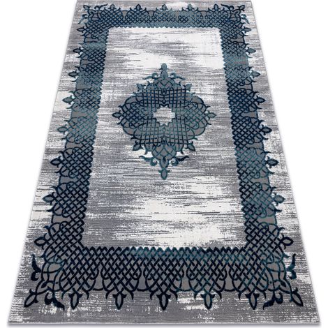 Teppich CORE W9797 Rahmen, Rosette - Struktur zwei Vliesebenen, blau / grau blue 120x170 cm