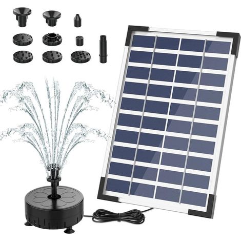 Pompe de fontaine solaire 5,5 W, pompe de bassin solaire DIY avec 10 styles de fontaines (SKU produit : 96442482 SKU Offre : lehua25.5.28-16) (1/5)