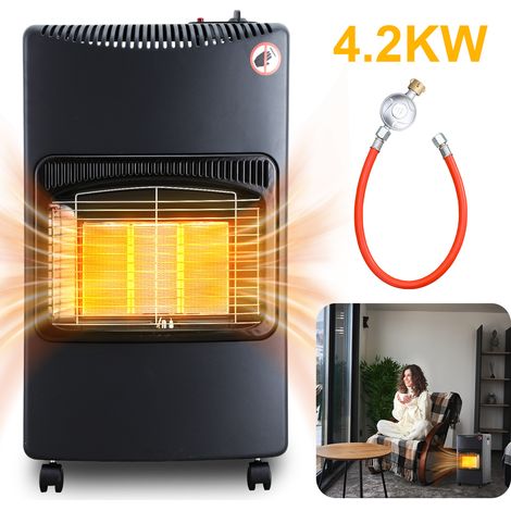 Randaco Gasheizung 4.2 KW Gasheizer inkl. Druckregler + Schlauch Gasofen Gasheizofen Keramik mit 3 Stufen Infrarot Gasheizgerät Heizstrahler für Butan- oder Propangasflaschen bis 10 kg (1/5)