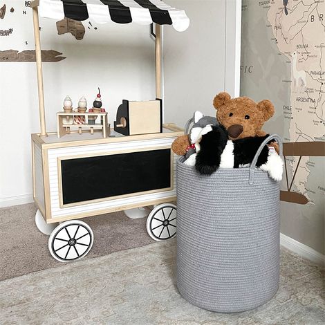 Grand panier à linge en corde tressée pour couvertures, jouets et serviettes, parfait pour le salon, la chambre ou la buanderie (1/5)