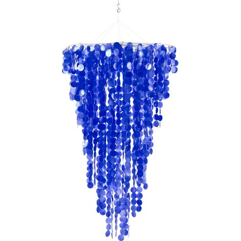 Suspension Déco en Capiz "Betsy" 150cm Bleu