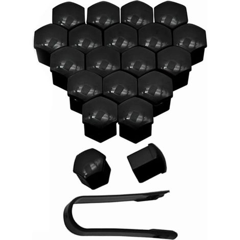 20 embouts pour écrous de roue 17 mm ABS noirs avec clip pour voiture, caches vis moyeu pneu auto (1/5)