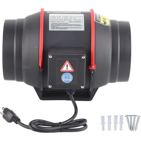 Ventilateur gainable 6 pouces silencieux extracteur d'air pour tente de culture ventilation intérieure vitesse unique 80W prise US 110V (1/5)