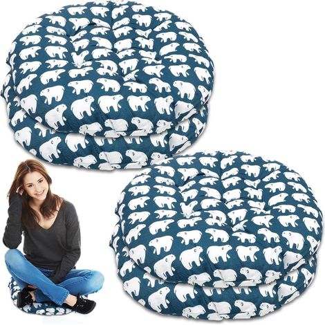 (Lot de 4, 40 x 40 cm) Coussins ronds confortables,parfaits pour les salles à manger,les salons,les bureaux,les chaises de bureau,motif ours polaire. (1/5)