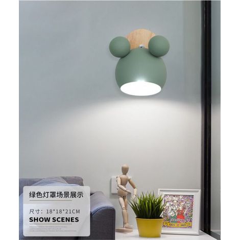 Applique Murale Nordique à LED Macaron Lampe Murale Nordique Simple et Belle pour Chambre d'Enfant Salon Vert clair chaud (1/4)